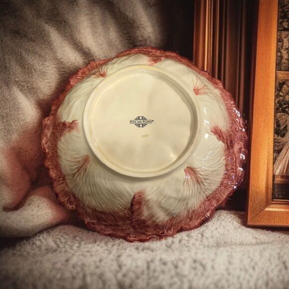 Fitz and Floyd Red Cabbage Large Bowl Vintage 12.5" Diameter EUC Handpainted - Picture 6 of 6
